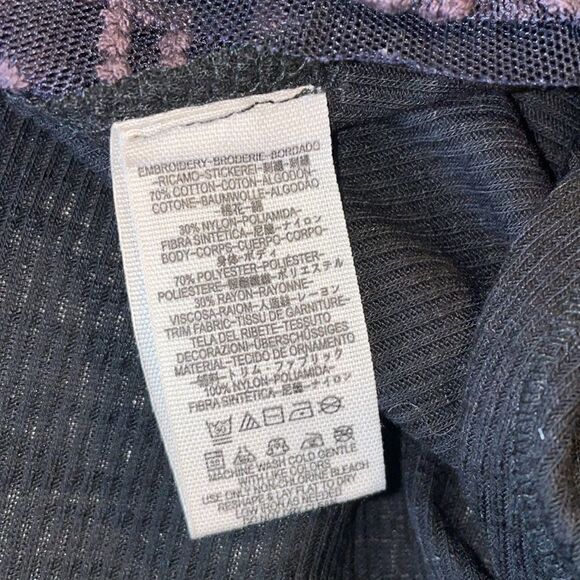 Free People Sheer Embroidered Mesh Tie Neck Top - Picture 5 of 7